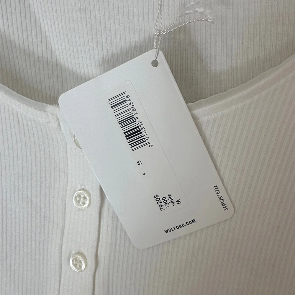 Wolford White Ribbed Long Sleeve Henley Bodysuit - Picture 11 of 16